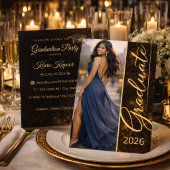 Black Gold Grad Glow Einladung