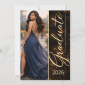 Black Gold Grad Glow Einladung (Vorderseite)