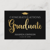 Black Gold Graduate Words of Wisdom Abschluss Begleitkarte (Vorderseite)