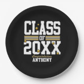 Black|Gold Graduating Class Year Pappteller (Vorderseite)