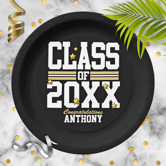 Black|Gold Graduating Class Year Pappteller