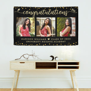 Black Gold Graduation 3 Foto Moderne Schrift Herze Banner