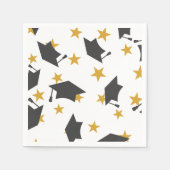 Black Gold Graduation Caps Stars Muster Serviette (Vorderseite)