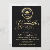 Black & Gold Graduation Invitation | Class of 2026 Einladung (Vorderseite)