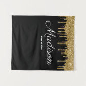 Black Gold Graduation Party Backdrop Class of 2023 Wandteppich (Vorderseite (Horizontal))