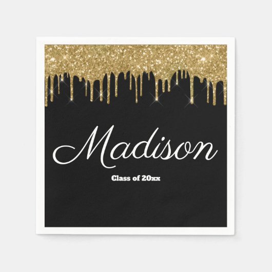 Black Gold Graduation Party Class of 2024 Paper Serviette (Vorderseite)