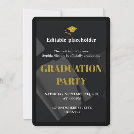 Black Gold Graduation Party Editable Invitation Einladung