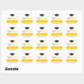 Black & Gold Graduation Party Gunst Labels Quadratischer Aufkleber (Blatt)