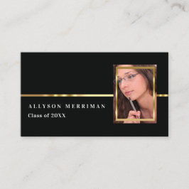 Black | Gold Graduation Photo Insert Name Cards Telefonnummerkarte