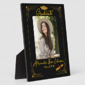 Black & Gold Graduation Photo Keepsake Gift  Fotoplatte (Seite)