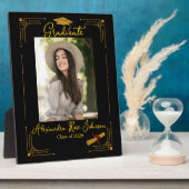 Black & Gold Graduation Photo Keepsake Gift  Fotoplatte (Seite)