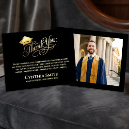 Black & Gold Graduation Thank You Card  Dankeskarte