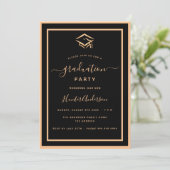 Black Gold Graduierungsparty Einladung (Stehend Vorderseite)
