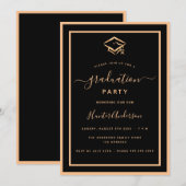 Black Gold Graduierungsparty Einladung (Vorne/Hinten)
