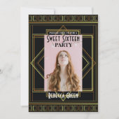 Black Gold Great Gatsby 16 . Geburtstag Party Einladung (Vorderseite)