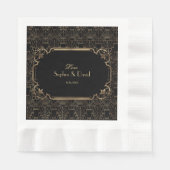 Black Gold Great Gatsby Art Deco 1920er Hochzeit Serviette (Vorderseite)