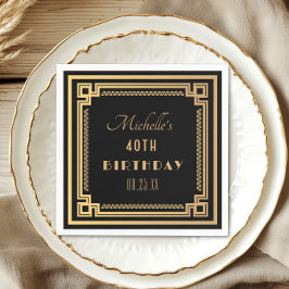 Black Gold Great Gatsby Art Deco Geburtstag Serviette