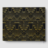 Black & Gold Great Gatsby Art Deco Hochzeit Gästebuch (Rückseite)
