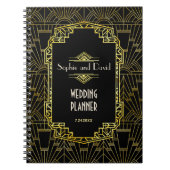 Black & Gold Great Gatsby Art Deco Hochzeitsplaner Notizblock (Vorderseite)