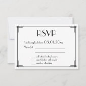 Black Gold Great Gatsby Art Deco Wedding RSVP Card (Vorderseite)