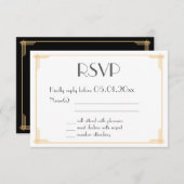 Black Gold Great Gatsby Art Deco Wedding RSVP Card (Vorne/Hinten)