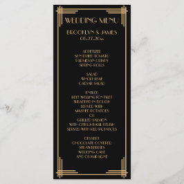 Black Gold Great Gatsby Art Deco Wedelmenü Karte