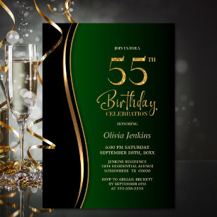 Black Gold Green 55. Geburtstagsparty Einladung
