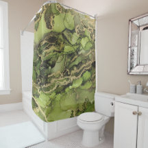 Black Gold Green Duschvorhang