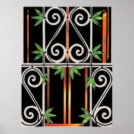 Black Gold Green GUANTANAMO Paper Collage Poster