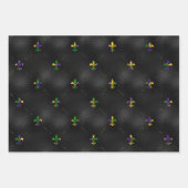BLACK GOLD GREEN LILA MARDI GRAS PATTERTER GESCHENKPAPIER SET (Vorderseite 2)