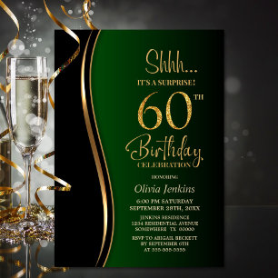 Black Gold Green Überraschung 60. Geburtstag Einladung