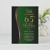 Black Gold Green Überraschung 65. Geburtstag Einladung (Stehend Vorderseite)