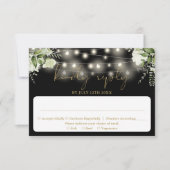 Black Gold Greenery Blues String Lights Hochzeit RSVP Karte (Vorderseite)