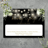 Black Gold Greenery Blues String Lights Hochzeit RSVP Karte