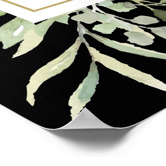 Black Gold Greenery Brautparty Willkommen Poster (Ecke)