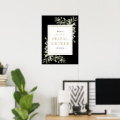 Black Gold Greenery Brautparty Willkommen Poster (Heimbüro)