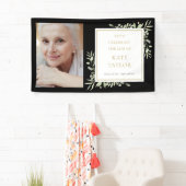 Black Gold Greenery Foto Beerdigung Gedenkveransta Banner (Insitu)