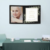 Black Gold Greenery Foto Beerdigung Gedenkveransta Banner (Messeveranstaltung)