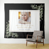 Black Gold Greenery Foto Beerdigung Gedenkveransta Wandteppich (Beispiel (Horizontal))