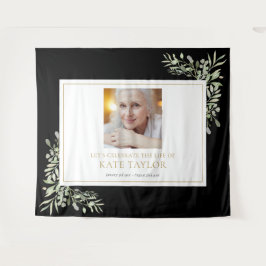 Black Gold Greenery Foto Beerdigung Gedenkveransta Wandteppich