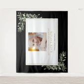 Black Gold Greenery Foto Beerdigung Gedenkveransta Wandteppich (Vorderseite)