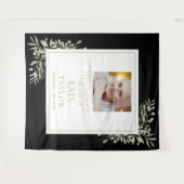 Black Gold Greenery Foto Beerdigung Gedenkveransta Wandteppich (Vorderseite (Horizontal))