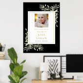 Black Gold Greenery Foto Feier des Lebenszeichen Poster (Heimbüro)