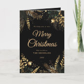 Black Gold Greenery Moderne Elegante Weihnachten (Vorderseite)