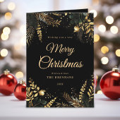 Black Gold Greenery Moderne Elegante Weihnachten
