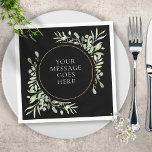 Black Gold Greenery Soft Eukalyptus Blätter Serviette<br><div class="desc">Diese schicke botanische Serviette mit feinen Aquarellfarben-Blätter kann mit Ihrer eigenen Botschaft personalisiert werden. Ideal für Hochzeiten,  Brautpartys,  Verlobungsfeiern,  Jubiläum,  Geburtstagsfeiern,  eine Gedenkfeier für das Leben und Partys für den Ruhestand. Entwickelt von Thisisnotme©</div>
