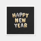 Black Gold Grey Happy New Year Serviette (Vorderseite)