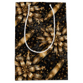 Black & Gold Grunge Weihnachtsband Mittlere Geschenktüte (Vorderseite)