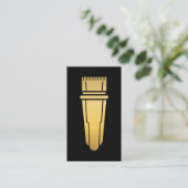 Black & Gold Hair Clipper Barbershop Business Card Visitenkarte (Stehend Vorderseite)