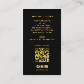 Black & Gold Hair Clipper Barbershop Business Card Visitenkarte (Rückseite)